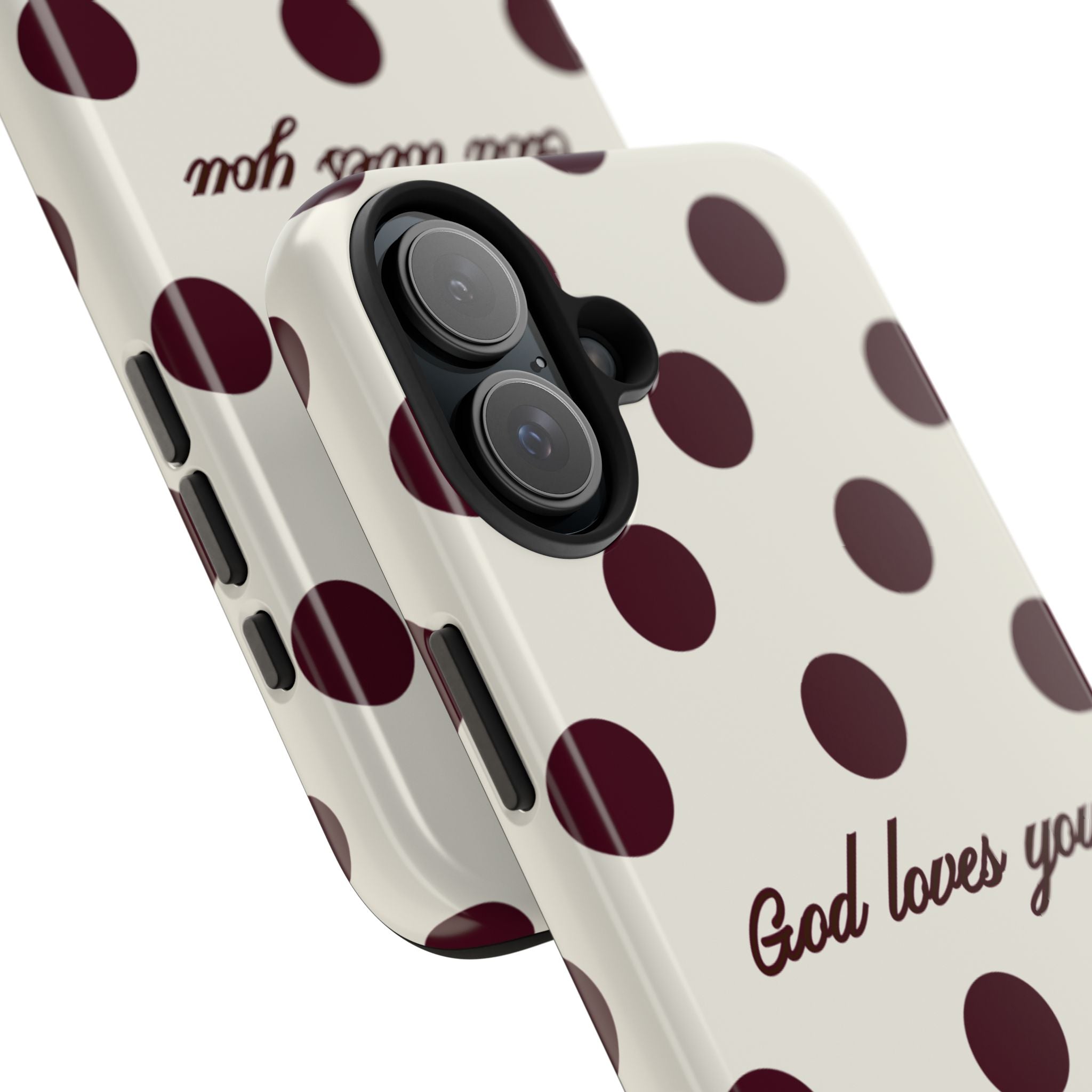 God loves you -Brown poka dot